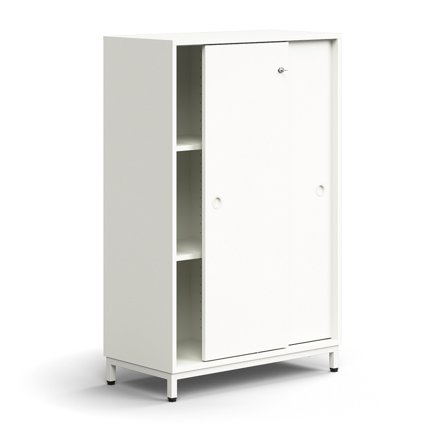Schiebetürenschrank QBUS, abschließbar, 1252x800x400 mm, weiß