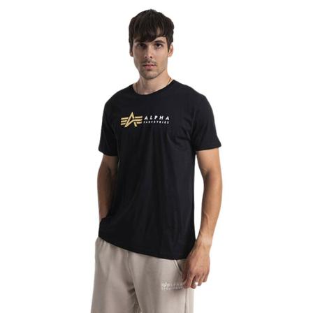 Alpha Industries, Koszulka męska Label 118502Fp 03 S Czarny, Mężczyzna, Rozmiar: S