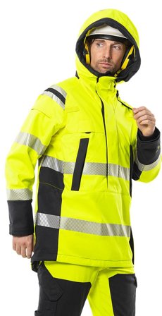 Fristads Herr Flamestat softshell anorak stretch 4019 FSS, klass 3, Varsel Gul/Marinblå