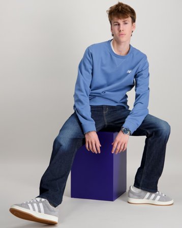 New Balance New Balance French Terry Small Logo Crew Blau Pullover Jungen - Kids Brand Store