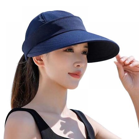 Hatt, Enkel Damhatt Upf 50+ Uv Solskydd Konvertibel Strand Solhatt, Bästa Mors Dag Present till Mamma och Fru (Marinblå)