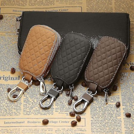 Nøglering Taske Tegnebog Lomme Krog Lynlås Etui Mini Møntlomme Lynlås Nøglering Taske, Sort