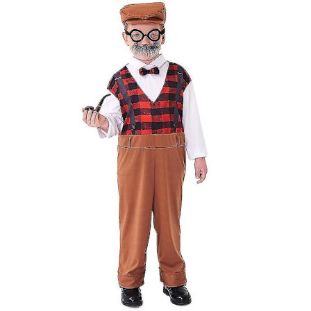 Gammel Mann Ytelse Kostyme For Barn Gutter Bestefar Fancy Up Antrekk Med Tilbehør Kit Klær