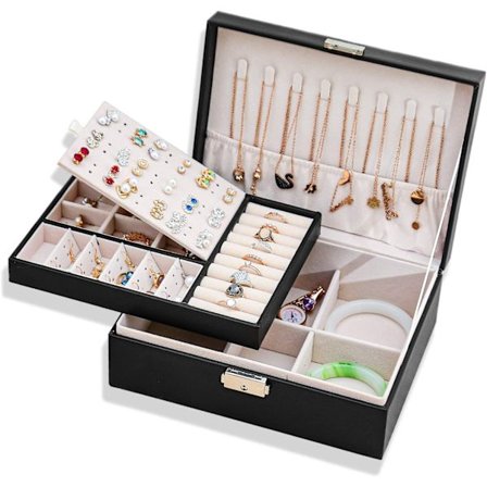 Smykkeæske til kvinder, rejselåsbar lædersmykkeæske 2