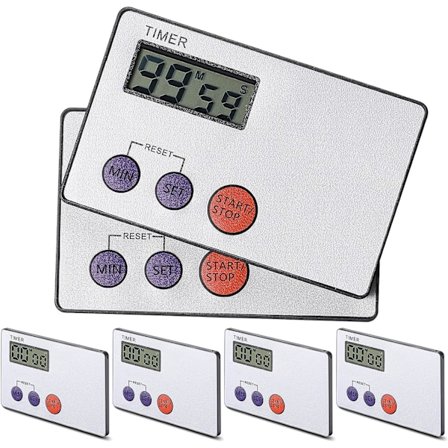 4 stk. bærbar timer i kreditkortstørrelse, digital nedtællingstimer