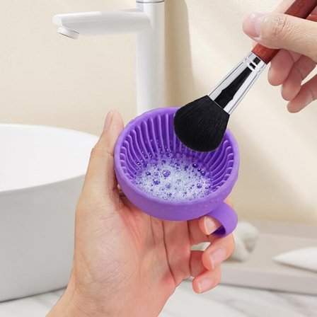 Generisk silikon sminkekostrenser, kostskrubb bolle, bærbar vaskeverktøy kosmetisk kostrenser (lilla)