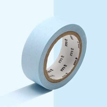 Ensfarvet pastelfarvet malertape - MASKING TAPE - Himmelblå - 1,5 cm - 7 m - Genanvendelig klæbende