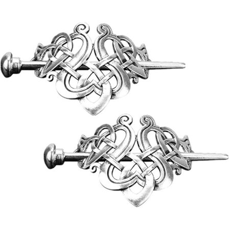 2 stilige retro viking keltiske hårklemmer, knutede hårklemmer, viking hårtilbehør, irsk stil hår, glatte klemmebarer, damer og jenter
