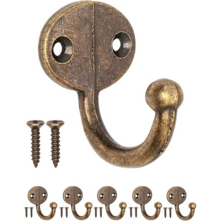 Sæt med 5 antikke knagerækker, håndklædeknager, jernknager, vægknager, bronze messing design