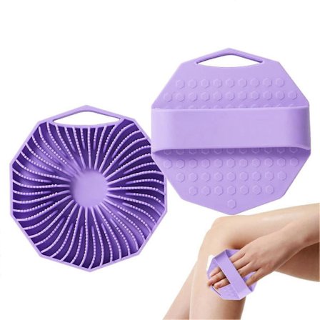 Kroppsskrubb 2-pack med halkfritt handtag, skonsam exfolierande duschborste för känslig hud