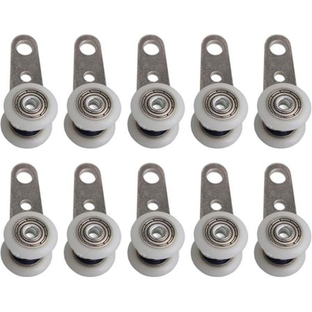 Sett med 10 ruller for bay windows eller skyvedører - metall og plast