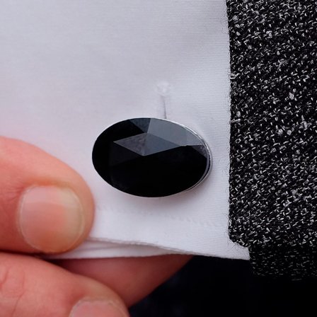 Sokszögű csiszolt fekete mandzsettagombok for Men