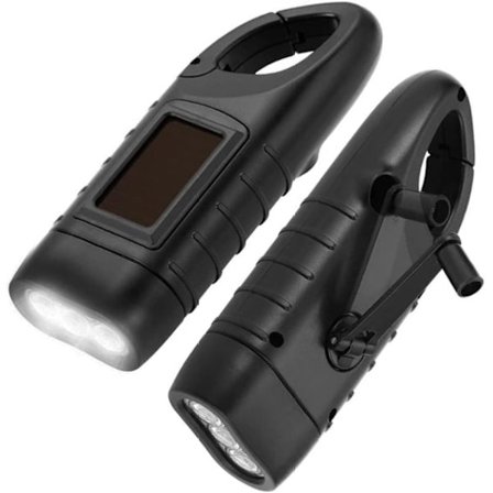 ING 2-Markmonterad ficklampa - LED med generator - Nödbelysning - Svart