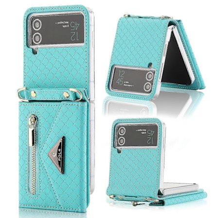 Wallet Case Kompatibel med Galaxy Z Flip 4, Crossbody Lanyard Pu Læder Beskyttelsescover med Kortpladser