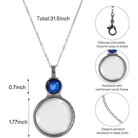 Kaulakoru suurennuslasilla, 10X suurennuslasi, Vintage Magnify