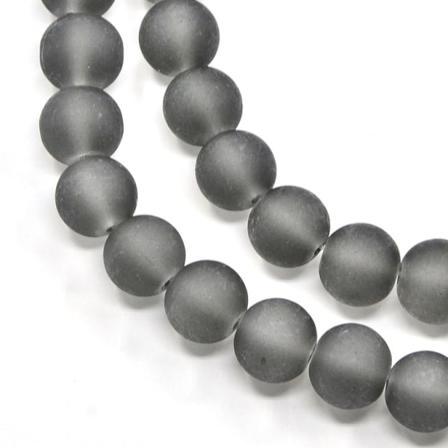 1 Sträng, Ca 140 St Grå Frostade Glaspärlor 6mm