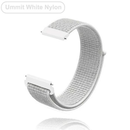 Nytt 18mm 20mm 22mm klockarmband för Garmin Venu 2S Armband Vivoactive 3 4S 4 Forerunner 245 645 Galaxy Watch 4 Classic 42 46mm UmmitWhite Nylon 20mm