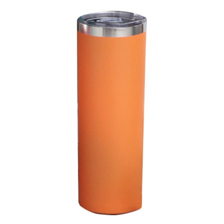600 ml dobbeltvægget isoleret krus i rustfrit stål med sugerør, orange, 20 OZ