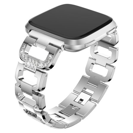 Fitbit Versa klockarmband i rostfritt stål med strass - Silver