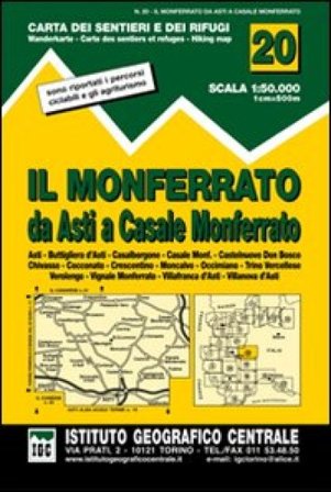 Carta n. 20 Il Monferrato 1:50.000. Carta dei sentieri e dei rifugi NA