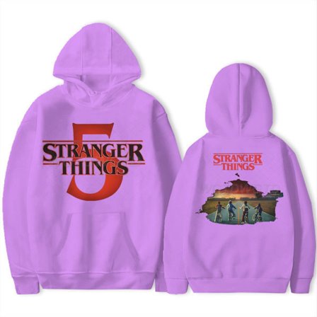Stranger Things 5 Hoodie – Unisex – Varm fleecefodrad sweatshirt – Höst/Vinter Lila 3 L Lila 3 L