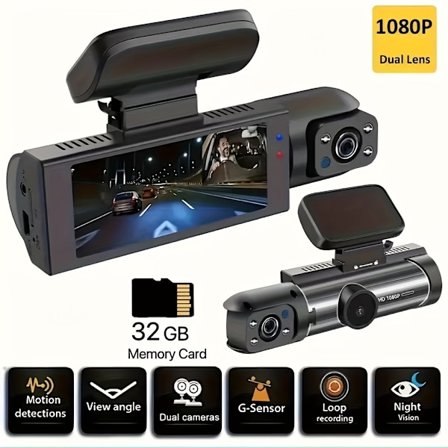 Autokamera 1080P Kaksoiskamera Kojelautakamera Autoihin Eteen Ja Sisään 3,16 Tuuman IPS-näytöllä