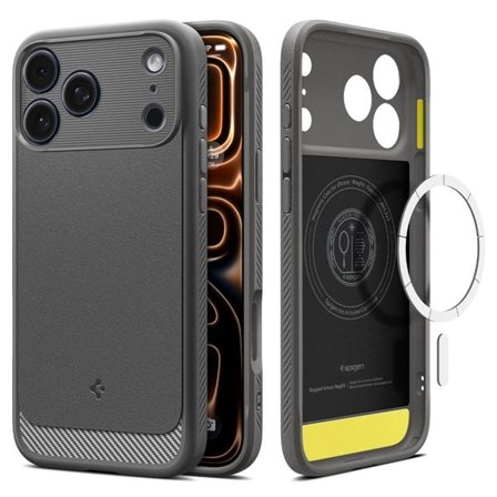 Spigen Rugged Armor Mag Mag MagSafe -kotelo iPhone 17 Pro:lle - harmaa