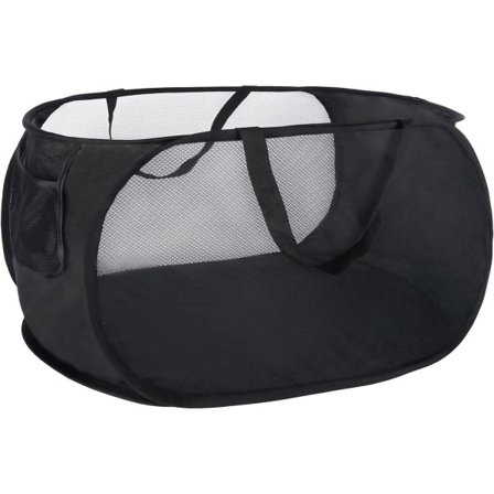 Foldbar vasketøjskurv, pop-up vasketøjskurv, foldbar mesh indvendig (hver med 2 forstærkede håndtag) (sort) Kaki 45