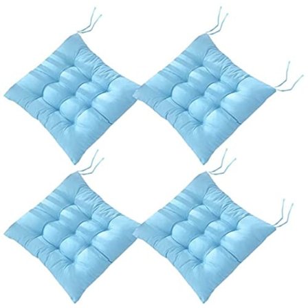 4 stk. bløde stolehynder, stolehynder med bånd, stolehynder spisebord til have terrasse køkken spisestue (40x40cm) A blå