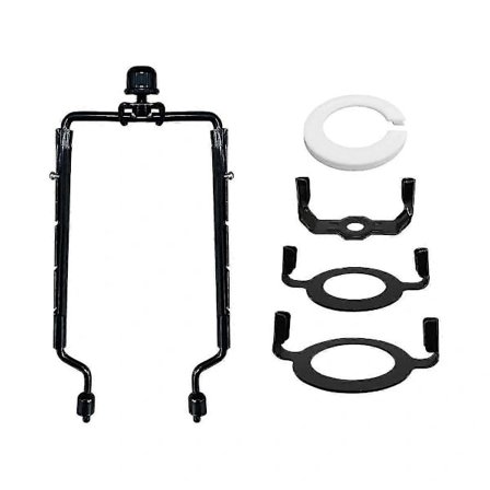 7-tums lampskärm Harphållare Justerbar Lampharpa Kit E14, E26, E27 Ljusbasadapter Svart Horn Fra