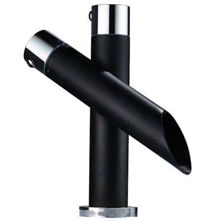 Badekarbatteri Matt Svart Vaskefall Vask Enkelt Håndtak Mikser Kran Moderne Design Messing