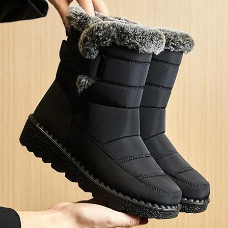 Dames Støvler 2024 Trend Vinter Sko Til Kvinder Vinterstøvler Ankel Lave Hæle Botas Mujer Vandtætte Sne Støvler Med Pels Sko Black 39