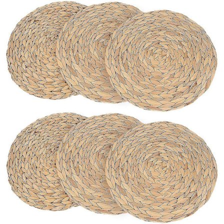 Naturlig vannhyasintvevd plassmatte rund, 13,5 tommer 6 stk