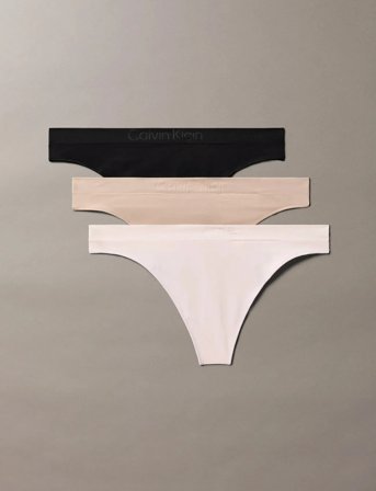 Calvin Klein Thong 3 Pk - Black - XS
