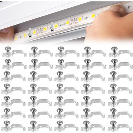 35 st LED-stripsklämmor, 12 mm LED-stripsklämmor kompatibla LED-strips monteringsfästen 10 mm bred vattentät - Levereras med 35 st skruvar