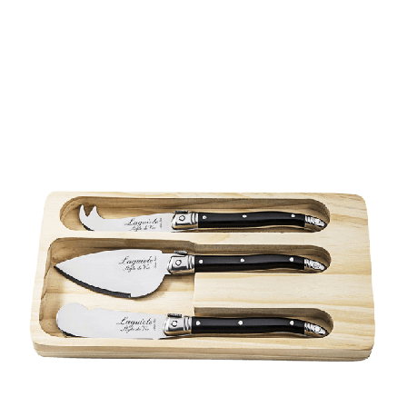 Style de Vie Ostkniv 3 set Laguiole Köksredskap Unisex Svart 6/7/6cm, Tjocklek blad 1,2mm