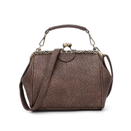Dam Handväska Vintage PU Mini Pack Handväska med Klippt Knapp Dark brown