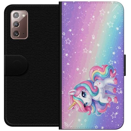 Yhteensopiva Lompakkokotelo Samsung Galaxy Note20 Stitch polaroid-kehyksissä sinisillä pastellisävyillä ja suloisilla ilmeillä kollaaseissa sydämillä