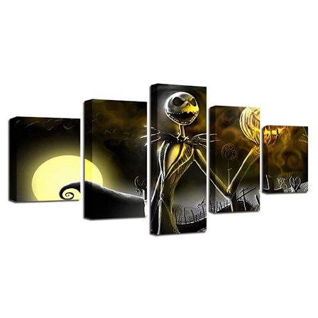 Halloween Day of Dead Skull Dead Abstrakt konstmålning Set om 5 Heminredning i vardagsrummet (utan ram) Sunmostar