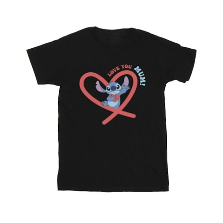 Disney Boys Lilo & Stitch Love You Mum T-shirt 5-6 år Svart