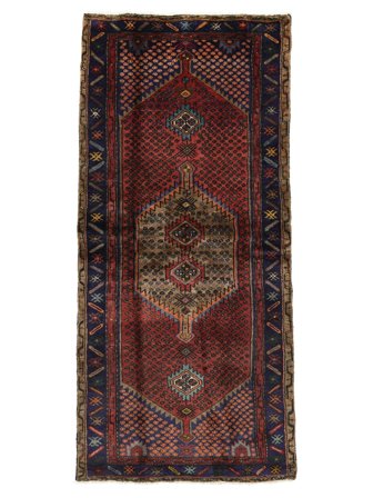 Hand Knotted Persian Hamadan Rug 97X214 Black/Brown