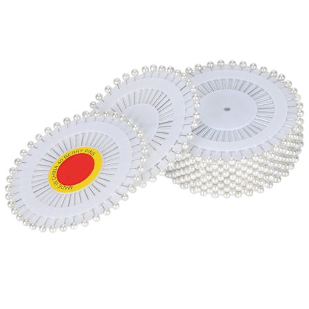 480 stk. perlehue hovednåle i metal til syning, kjolefremstilling, broderi, hvid