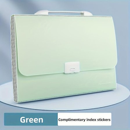 Accordian-mapp med 13 fack, expanderbar mapp med handtag, vattentätt omslag A4 Lette, Grön