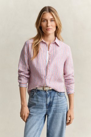 GANT Damen Regular Fit Leinen Bluse mit Streifen (40) Mehrfarbig