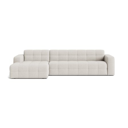 Paris Chaiselongue-Sofa, links, Modesto Creme, modernes Design mit Steppung, komfortables Ecksofa für das Wohnzimmer, Polsterung, 77cm.