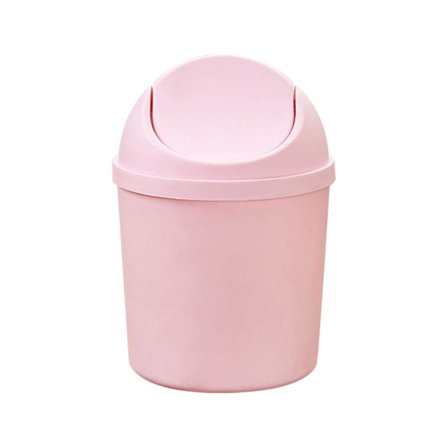 Plast Mini Soptunna Soptunna med Svänglock Tiny Desktop Waste Garbage Bin - Rosa