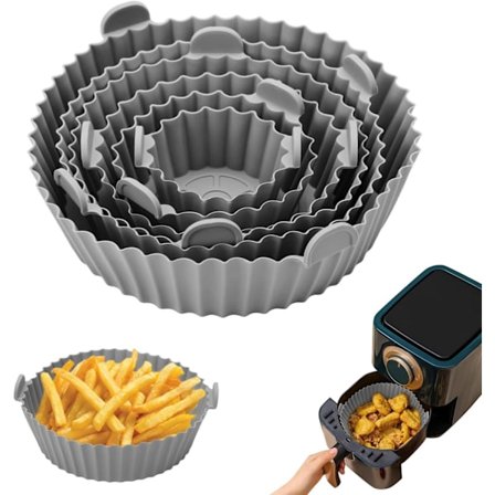 Silikone bageform Air Fryer, 6 dele, rund, tilbehør, air fryer, genanvendelig, bageform, silikone, air fryer, til air fryer, mikrobølgeovn, ovn,