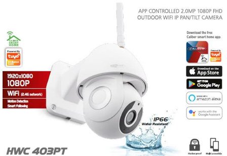 Caliber HWC403PT Övervakningskamera 1080p, 2-vägskommunikation, Larm & säkerhet