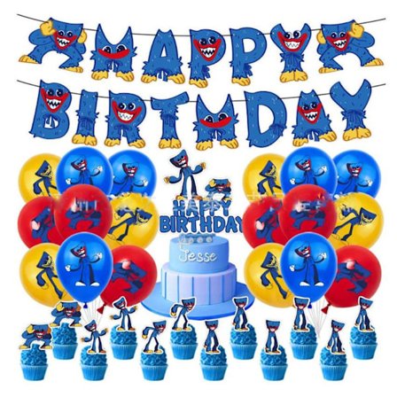 Poppy Playtime Huggy Wuggy Bursdagsfest for Barn - Dekorasjoner, Ballonger og Kakepynt