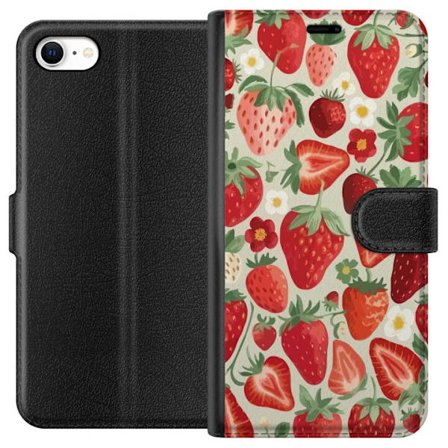 Yhteensopiva Lompakkokotelo Apple iPhone 6 Koristeellinen kuviointi, jossa on punaisia mansikoita, vihreitä lehtiä ja pieniä kukkia